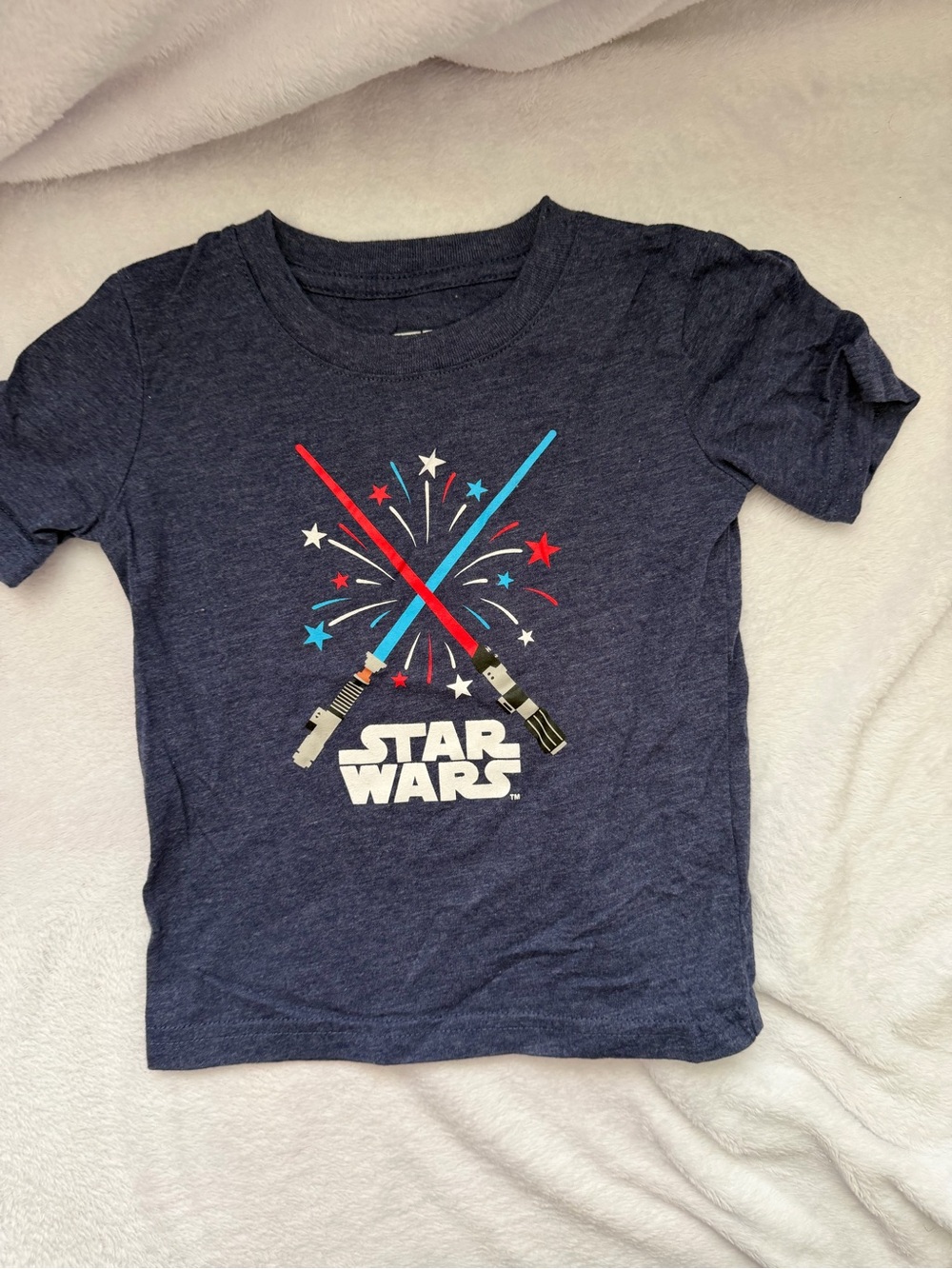 Star Wars Navy Blue Kids Lightsaber Graphic Tee with Red & Blue Accents